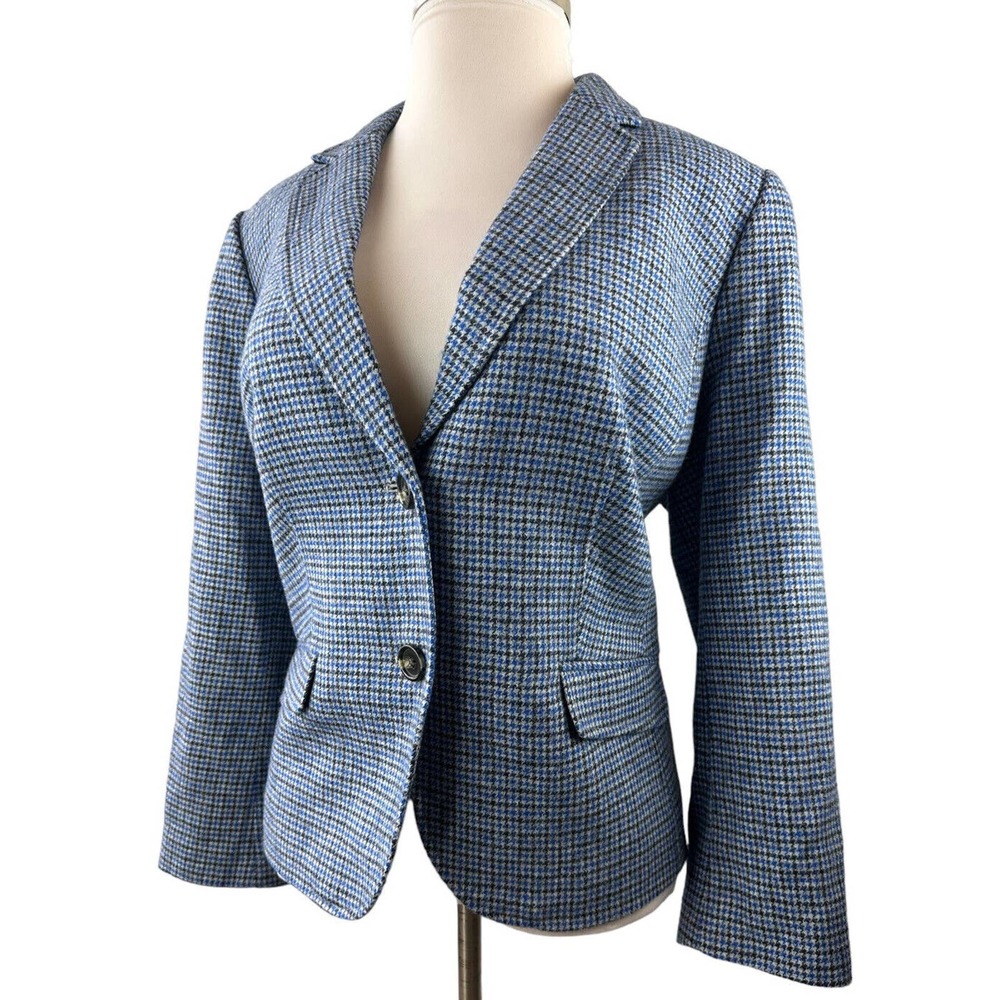 Talbots Shetland Aberdeen Blazer Tattersall Plaid Houndstooth Plus Size 20 P - Picture 4 of 11